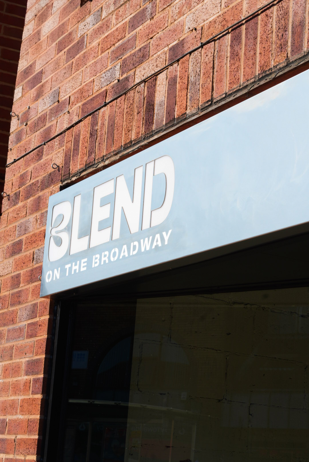 The Blend On The Broadway sign above the shopfront in Broadstone