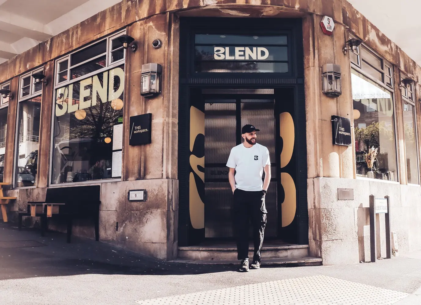Ben outside the Bournemouth Echo building in a Blend tee