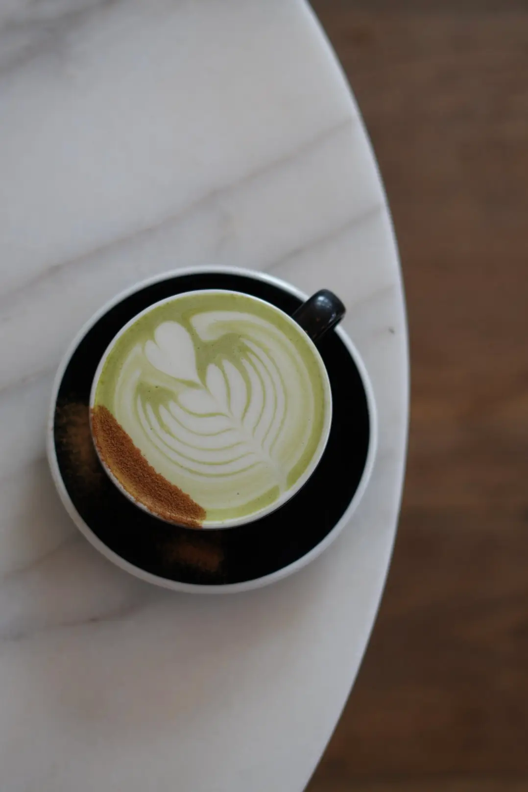 Matcha latte with leaf art