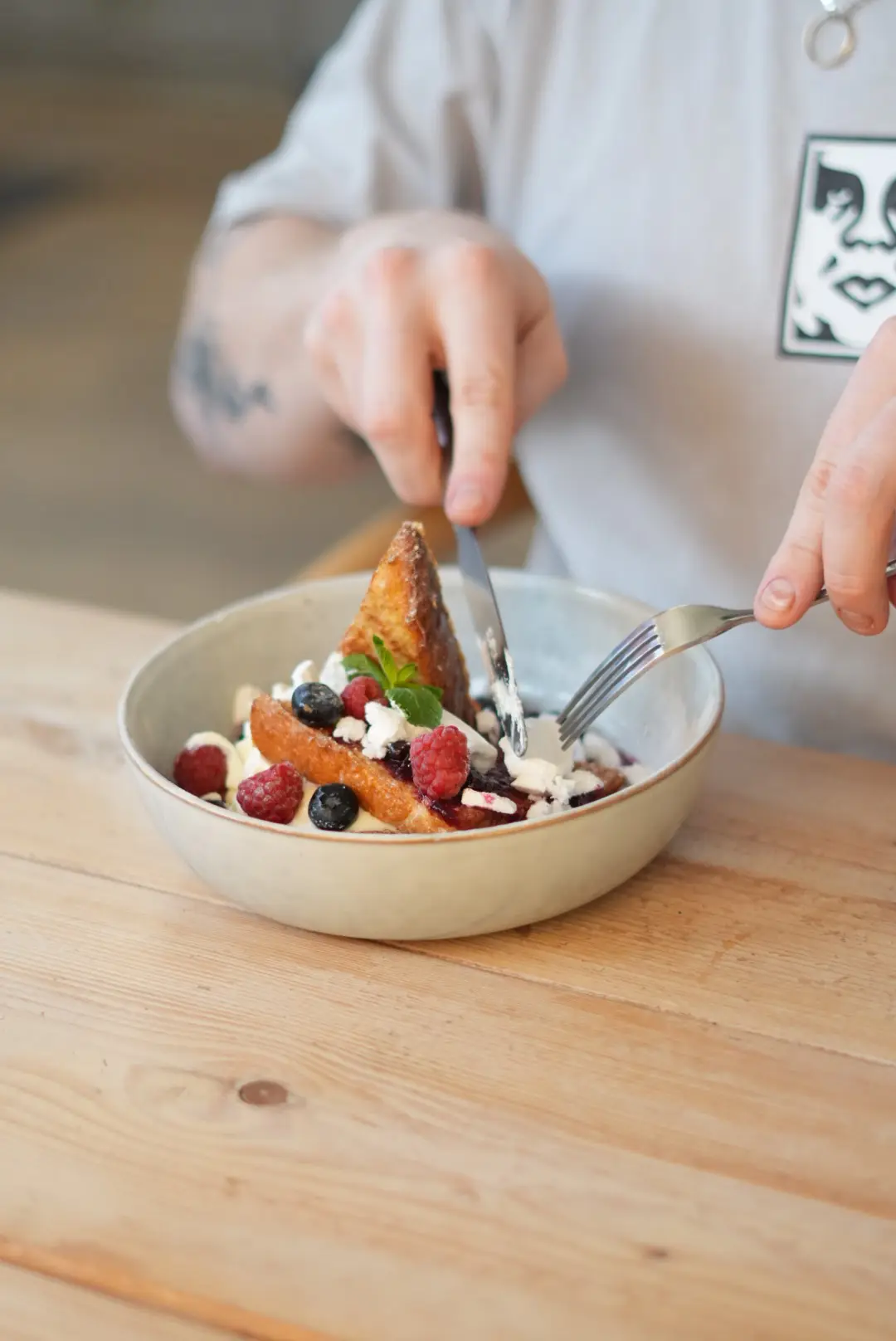 Berry french toast in a bowl