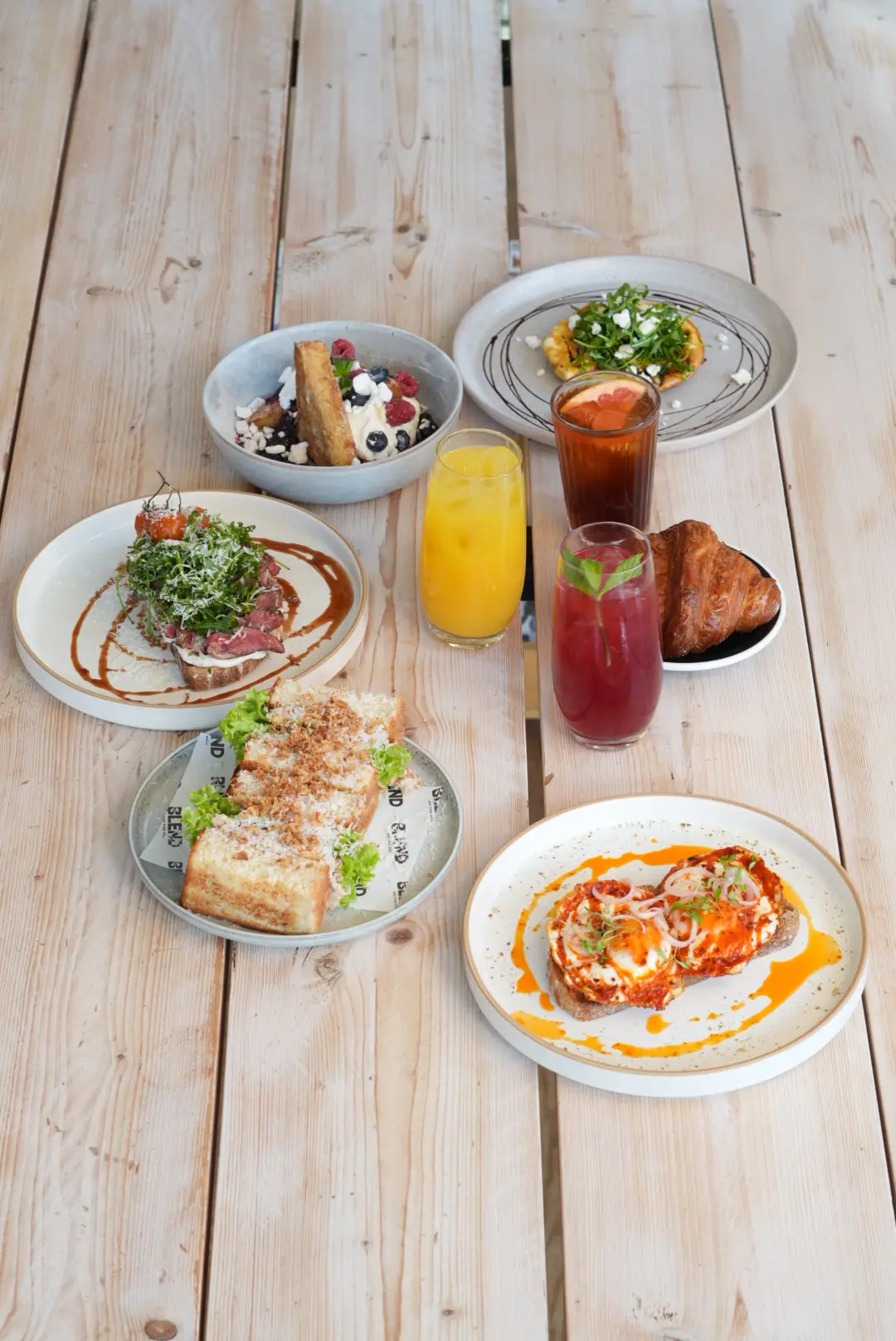 Brunch spread on the long table