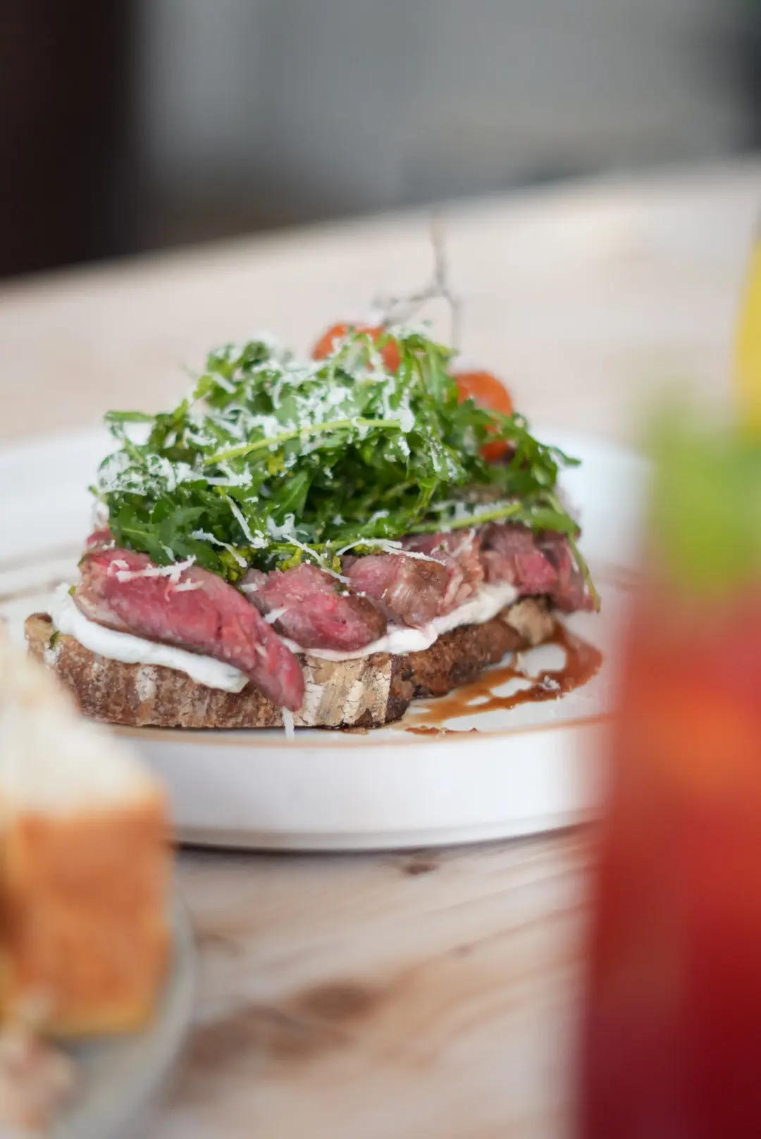 Bavette steak sourdough side angle